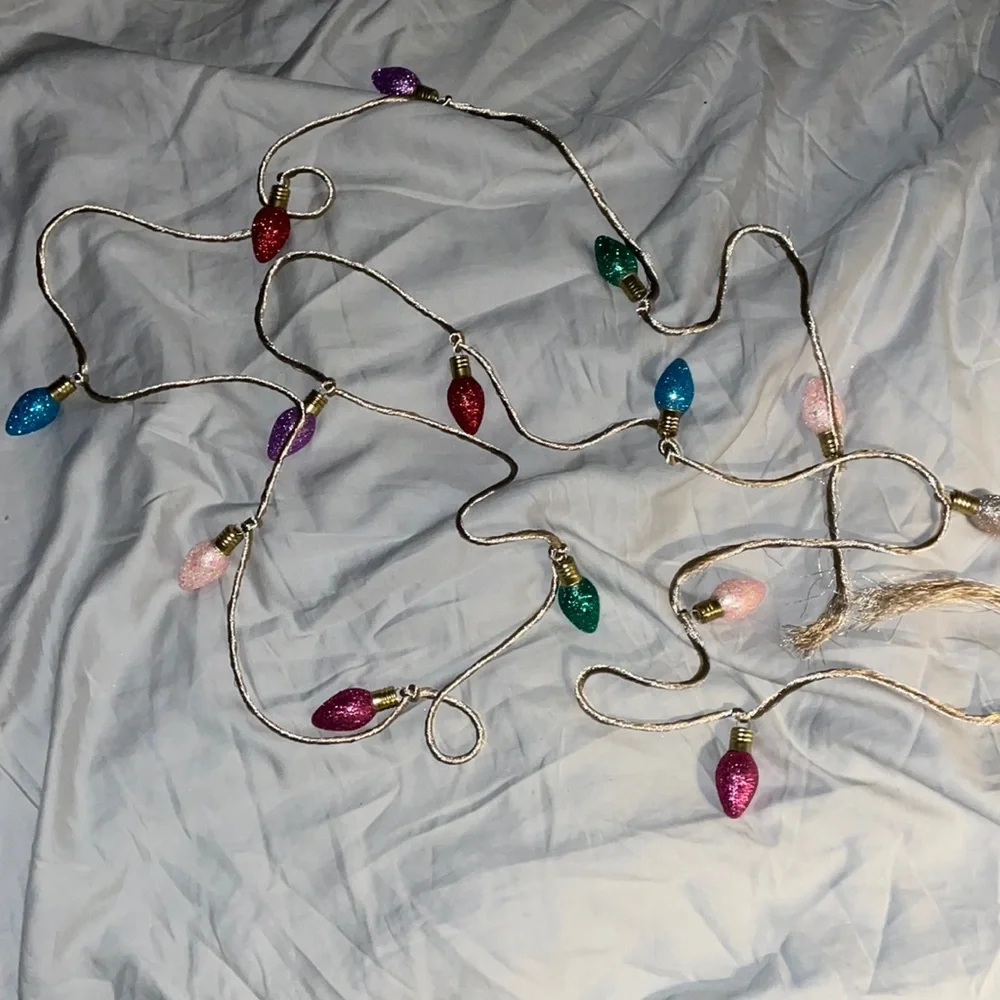 6ft Multi Colored Glass Glitter “Lights” Holiday Garland, Holiday Decor